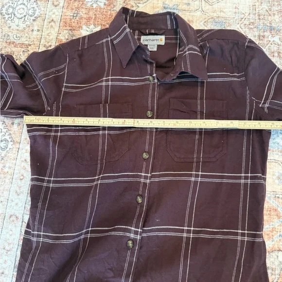 Carhartt Women’s Maroon Plaid Button-Down Shirt - Picture 5 of 6